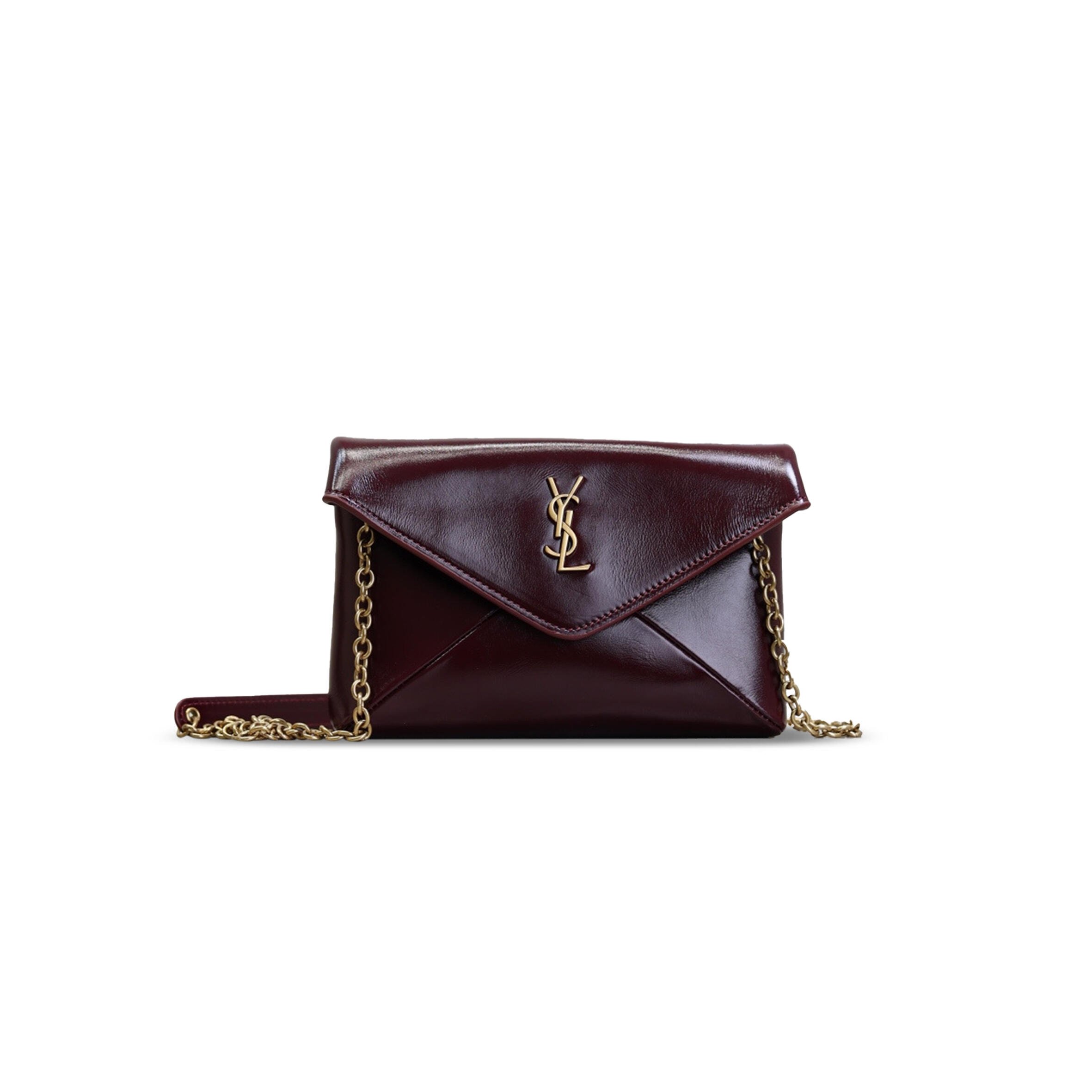 YSL CASSANDRE CHAIN POUCH IN SHINY LEATHER 819271 (19*12*3cm)